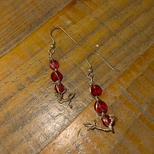 Homemade silver beaded dangle earrings